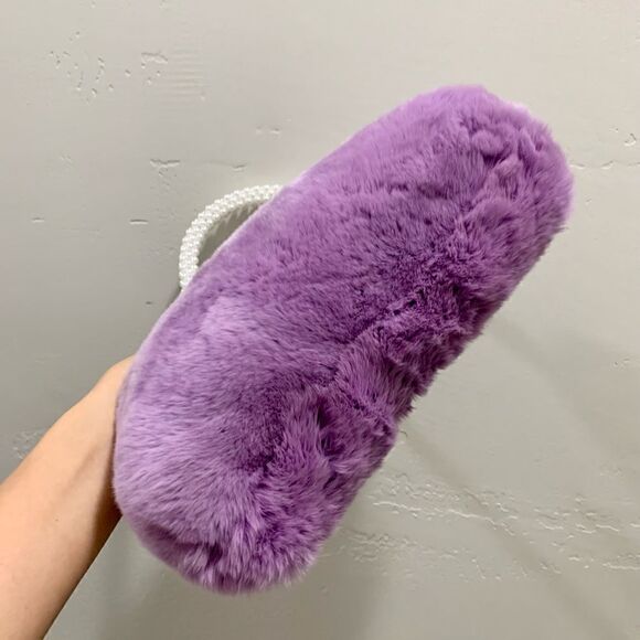 Handmade Real Rex Rabbit Fur Kisslock Wristlet/Crossbody & Mink Fur Bag Charm - Picture 14 of 16